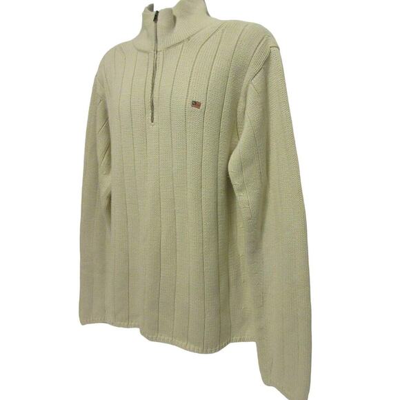 Vtg Polo Jeans Mens Large Ralph Lauren Cream Off White Cable Knit Sweater Y2K 90 - Picture 3 of 10